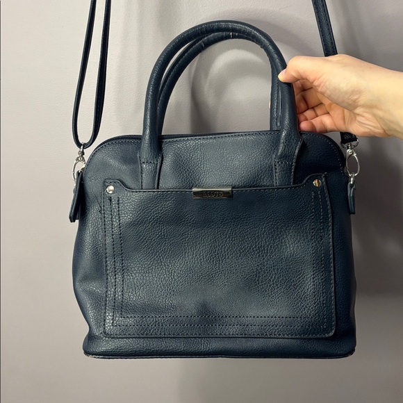 Roots Handbags - Vintage Roots Navy Satchel Mini Tote Bag Leather Top Handle Purse
